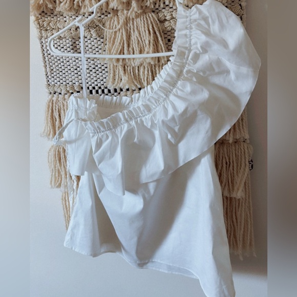 Red Valentino One Shoulder Ruffle Blouse Top With Tie White Size EU 40 - Picture 2 of 4